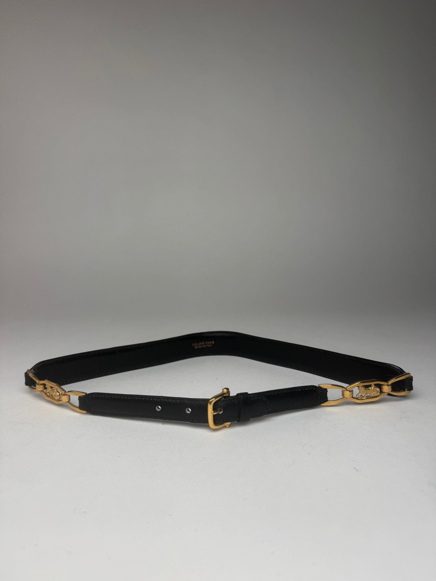 Vintage Celine Leather belt black golden
