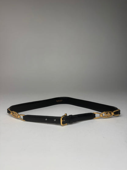 Vintage Celine Leather belt black golden