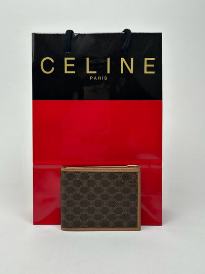 Vintage Celine Paris foldable monogram leather card holder brown