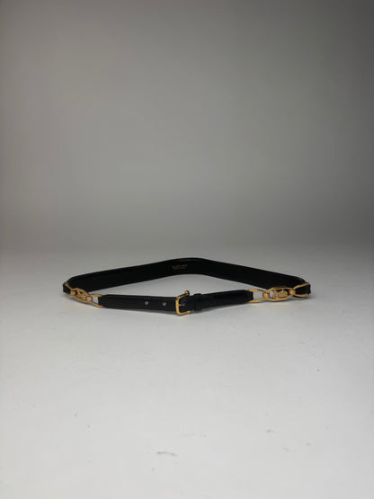 Vintage Celine Leather belt black golden