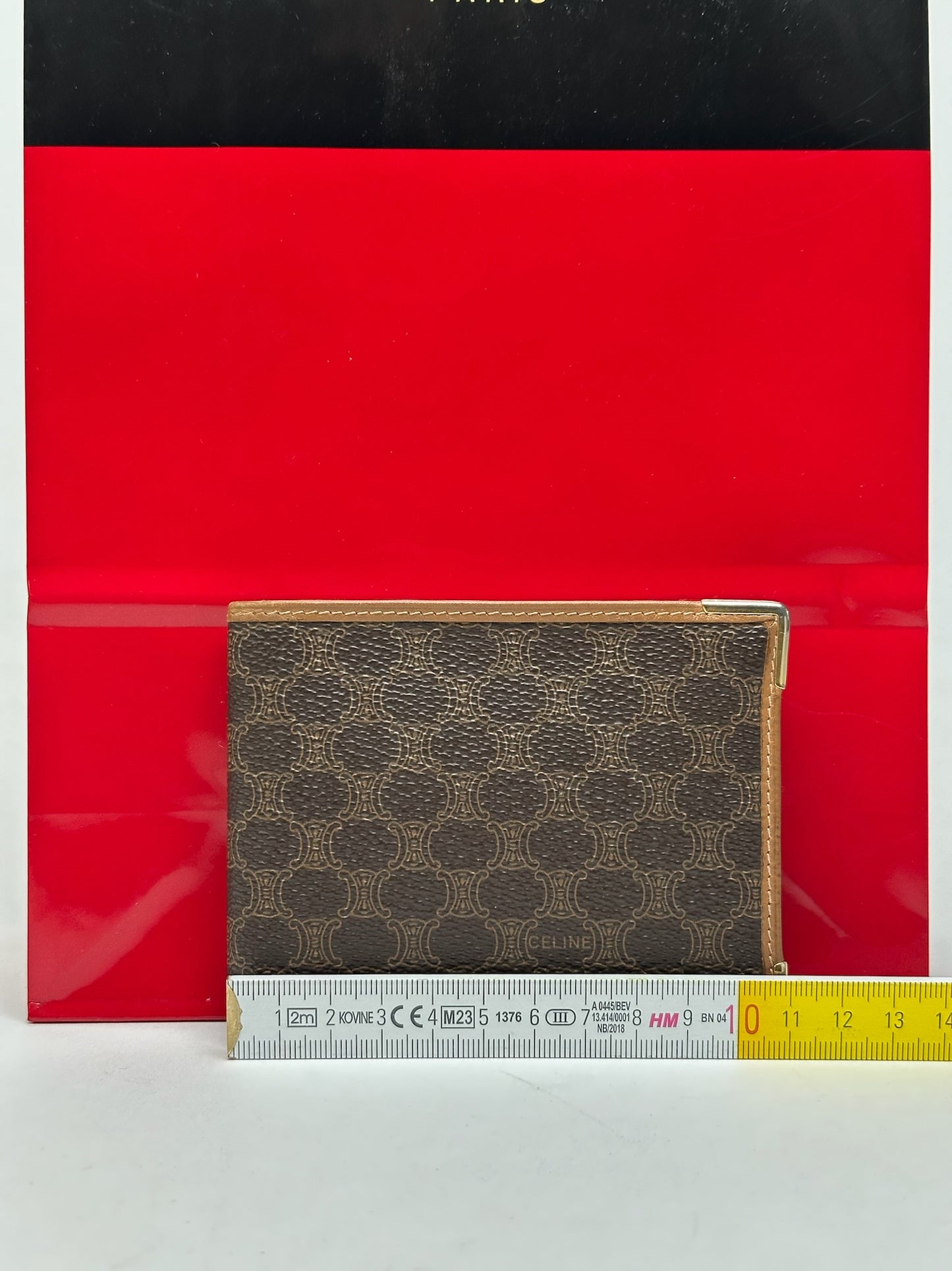 Vintage Celine Paris foldable monogram leather card holder brown