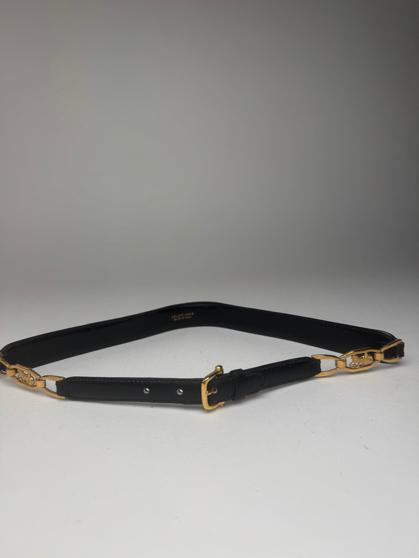 Vintage Celine Leather belt black golden