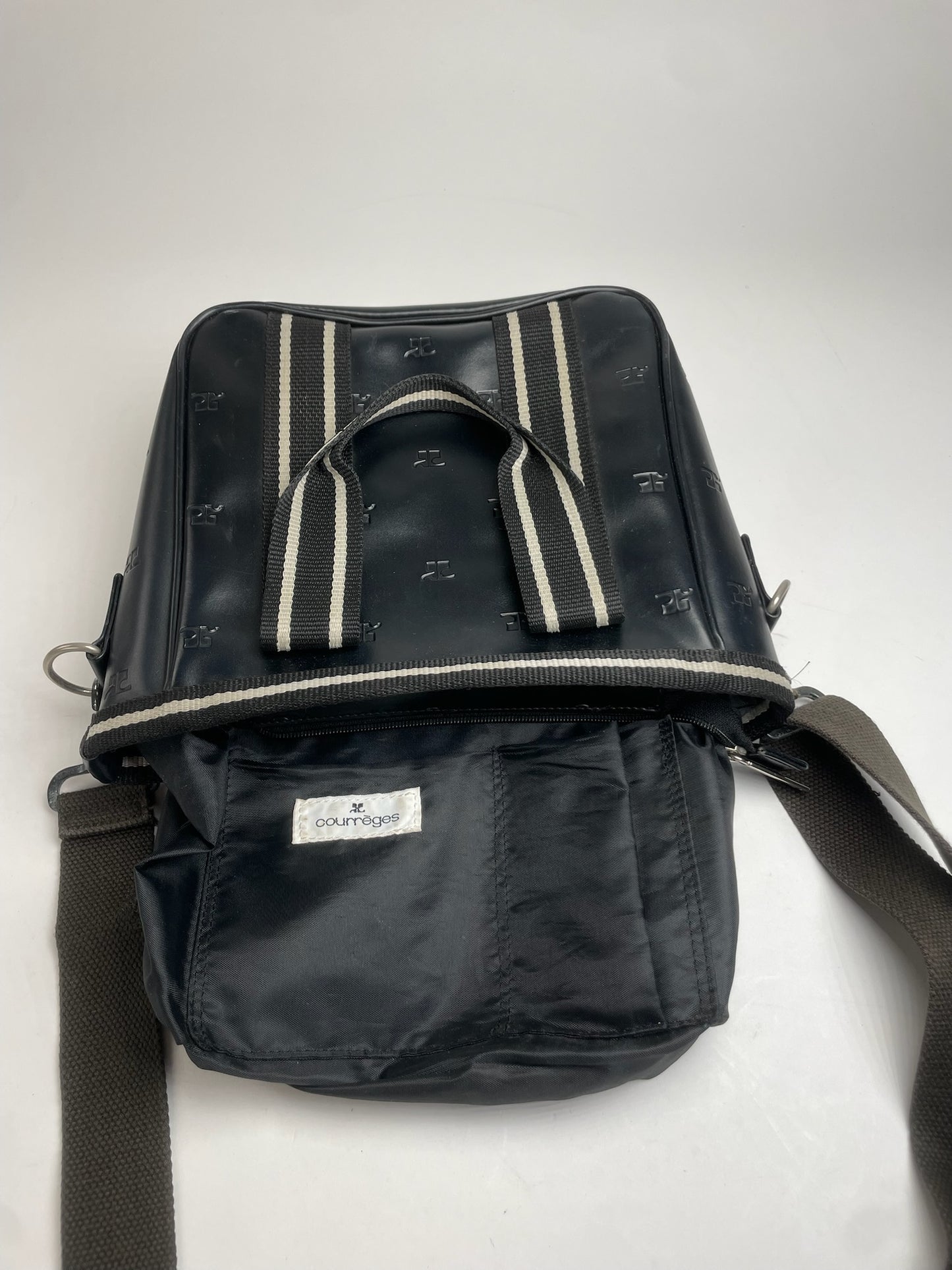 Vintage Courreges Paris 2Way Monogram Handbag Black White