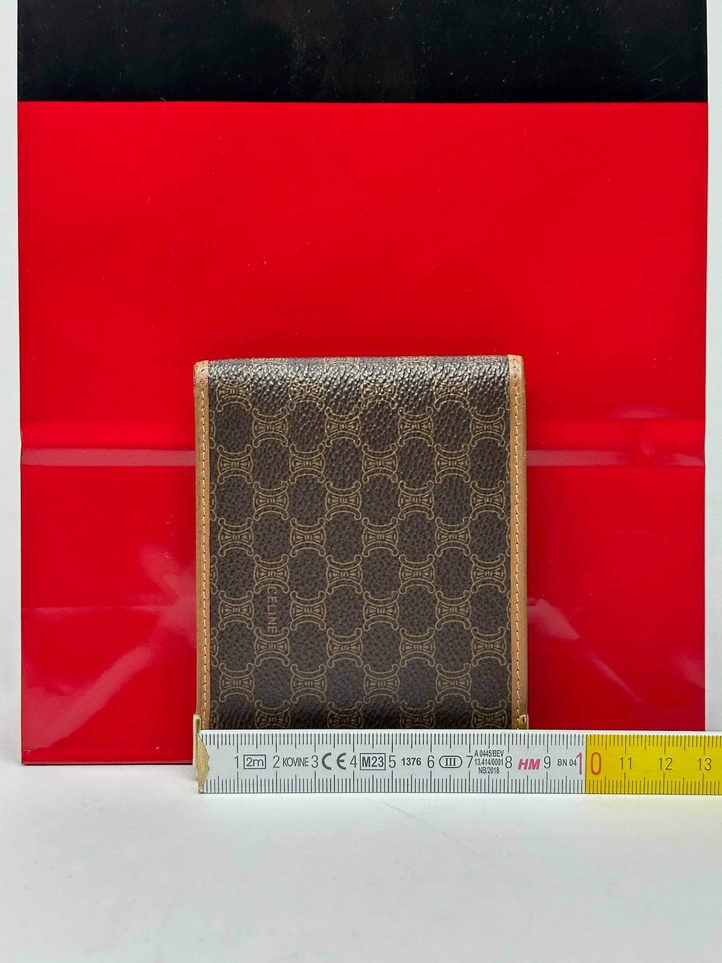 Vintage Celine Paris foldable monogram leather card holder brown