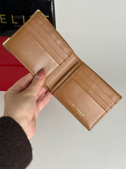 Vintage Celine Paris foldable monogram leather card holder brown