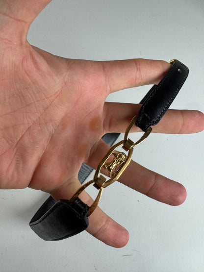 Vintage Celine Leather belt black golden