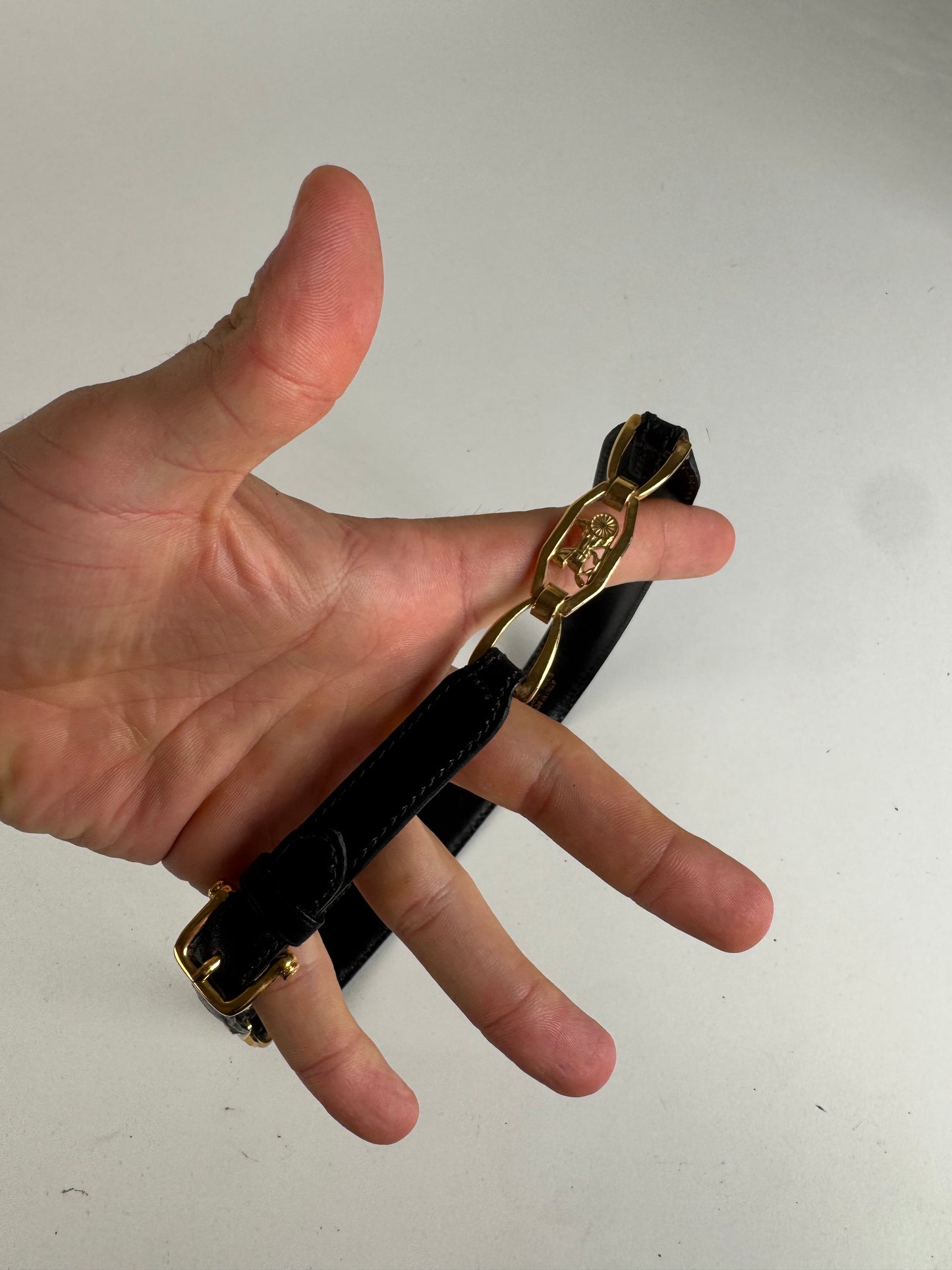 Vintage Celine Leather belt black golden