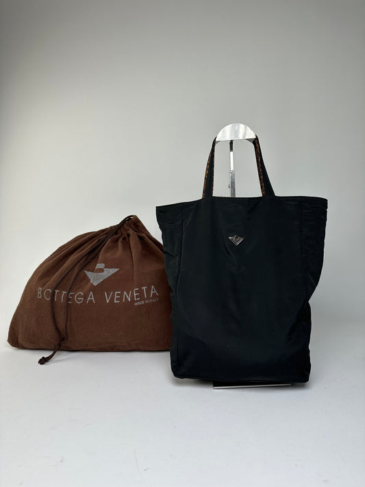 Vintage Bottega Veneta Reversible Nylon Tote Bag Leopard