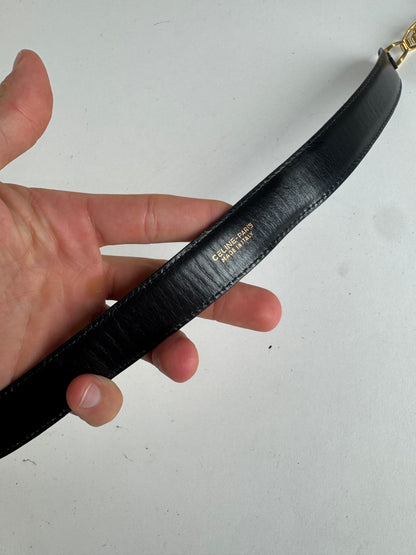 Vintage Celine Leather belt black golden