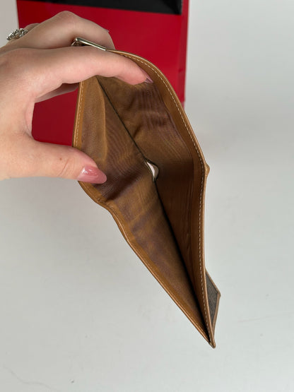 Vintage Celine Paris foldable monogram leather card holder brown