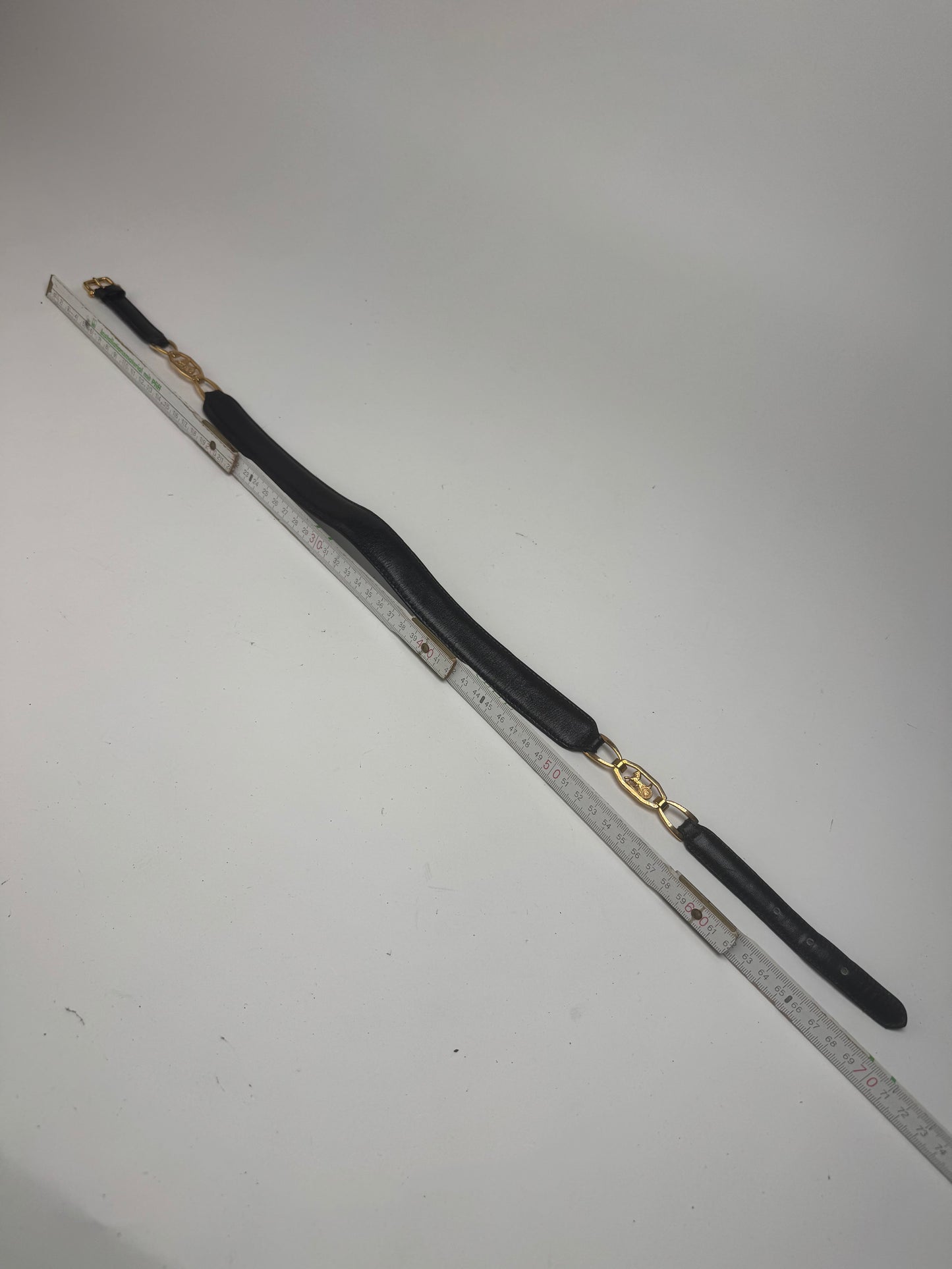 Vintage Celine Leather belt black golden