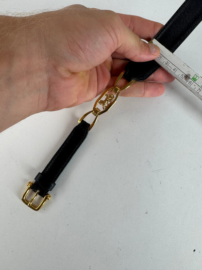 Vintage Celine Leather belt black golden
