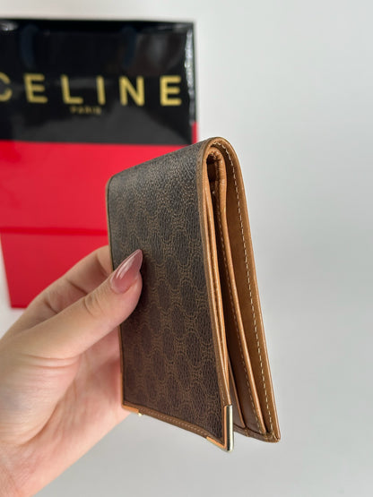 Vintage Celine Paris foldable monogram leather card holder brown