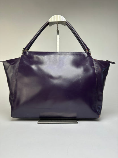 Vintage Prada Double Zip Leather Top-Handle Bag Dark Purple