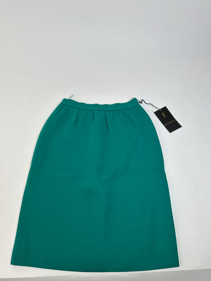 Vintage Yves Saint Laurent Wool Pencil Skirt Emerald Green New With Tags
