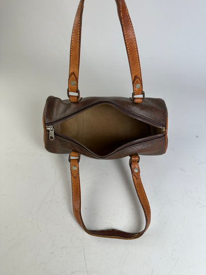 Vintage Etro Paisley Embossed Leather Bag Brown Tan