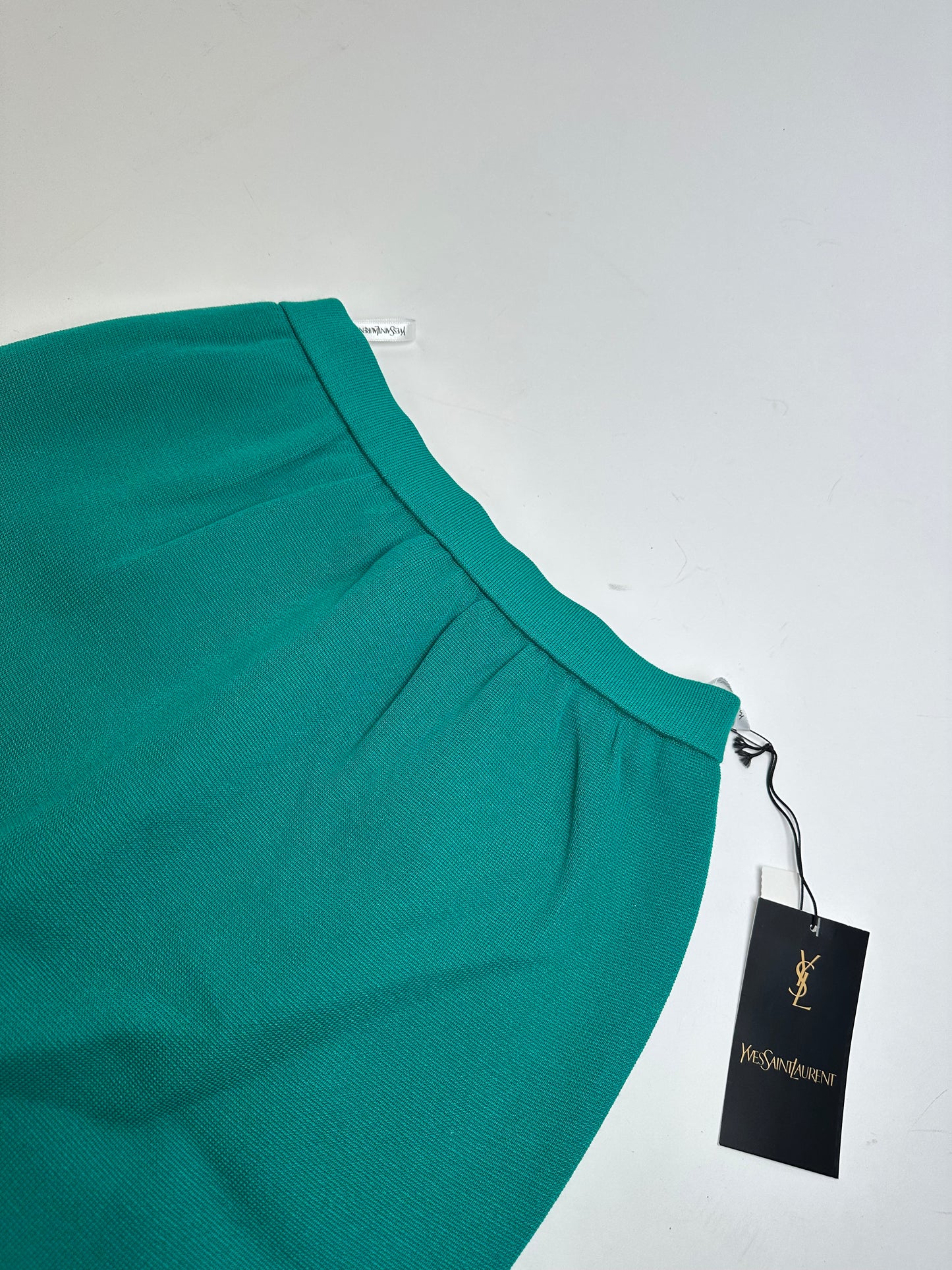 Vintage Yves Saint Laurent Wool Pencil Skirt Emerald Green New With Tags
