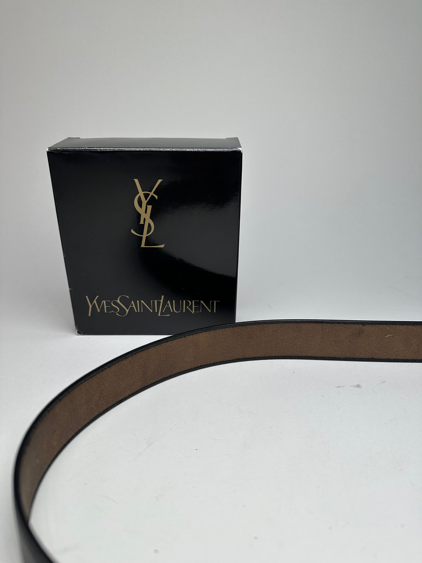 Vintage Yves Saint Laurent Snake Emblossed Leather Belt Black