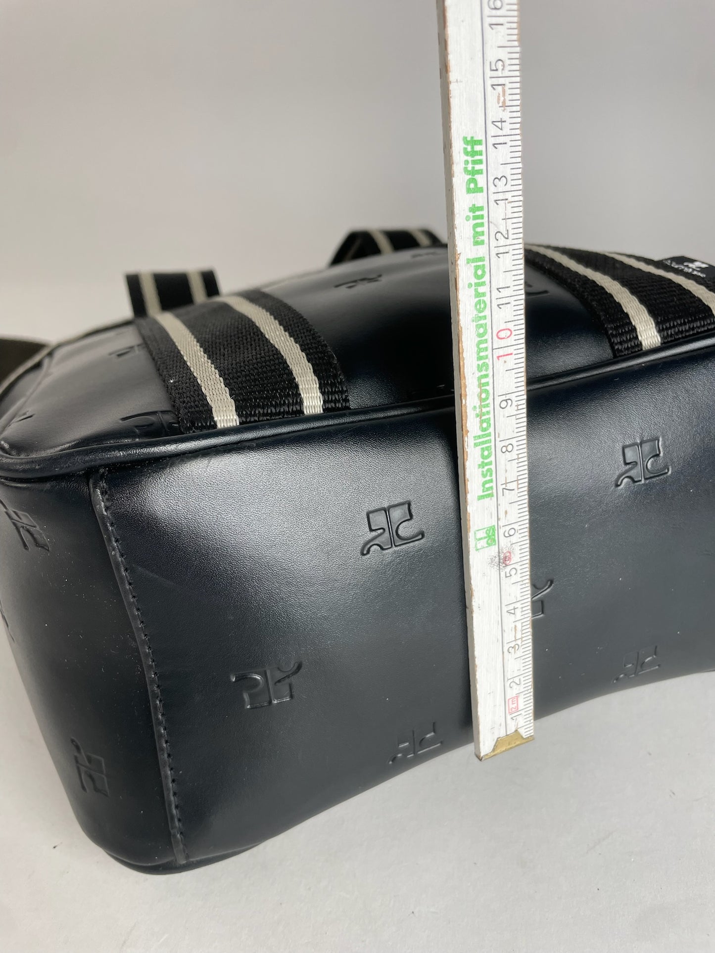 Vintage Courreges Paris 2Way Monogram Handbag Black White