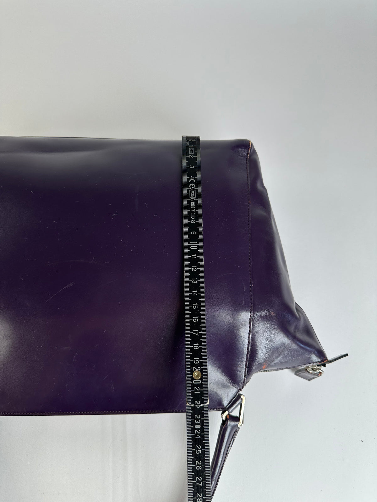 Vintage Prada Double Zip Leather Top-Handle Bag Dark Purple