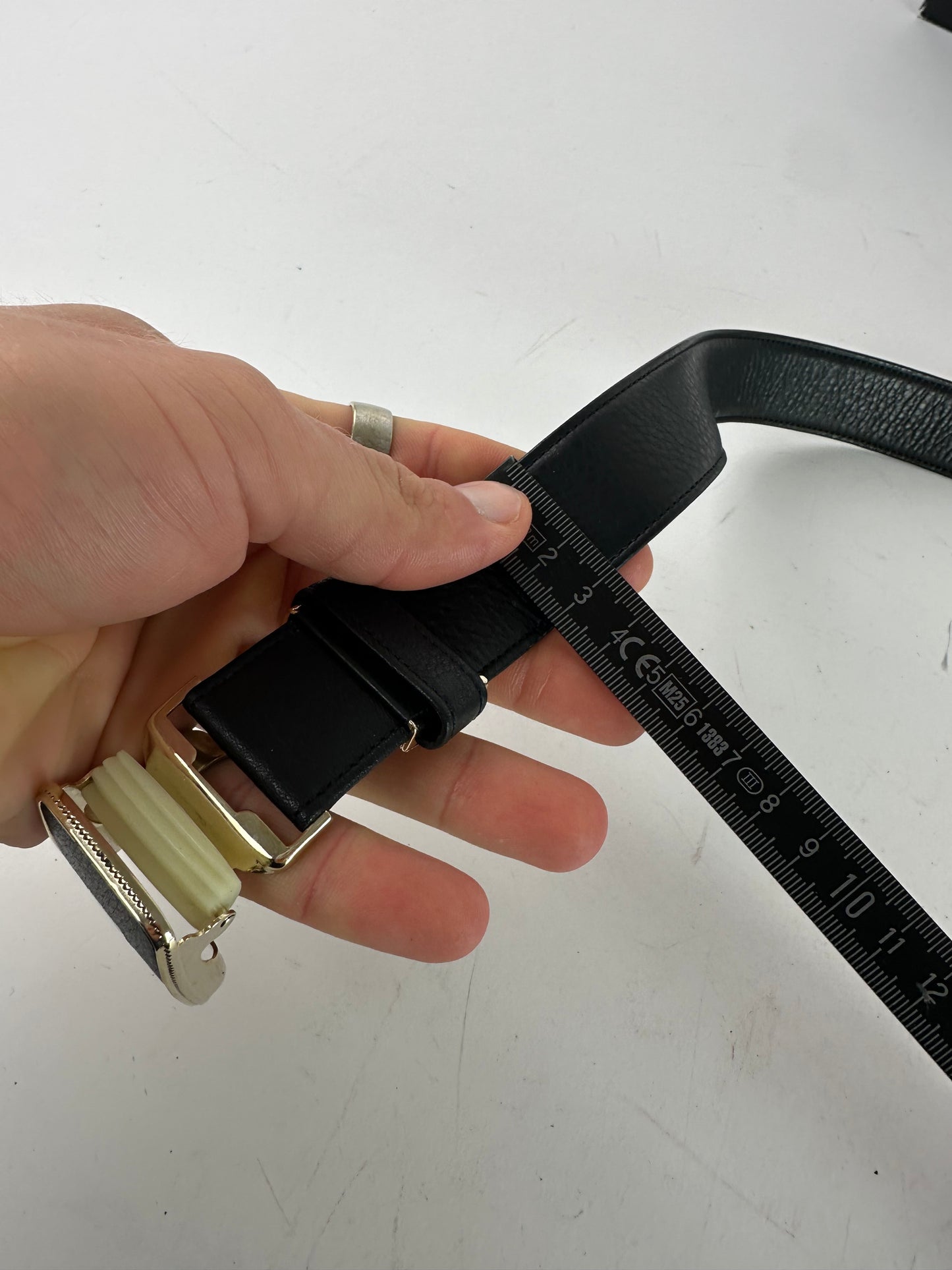 Vintage Yves Saint Laurent Snake Emblossed Leather Belt Black