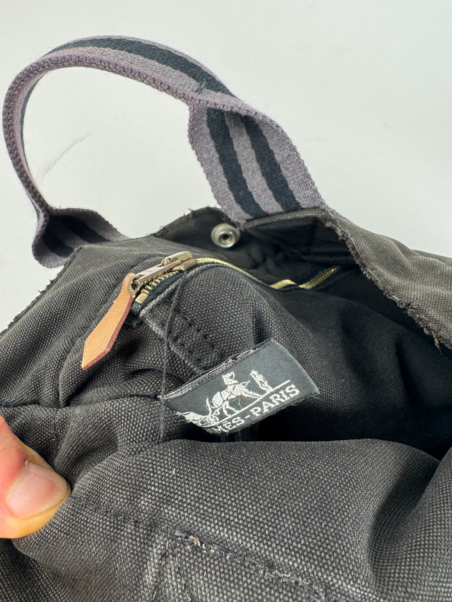 Vintage Hermes Canvas Mini Tote Bag Black