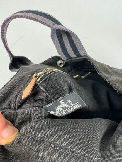 Vintage Hermes Canvas Mini Tote Bag Black