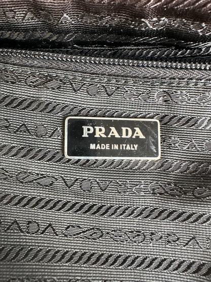 Vintage Prada Double Zip Leather Top-Handle Bag Dark Purple