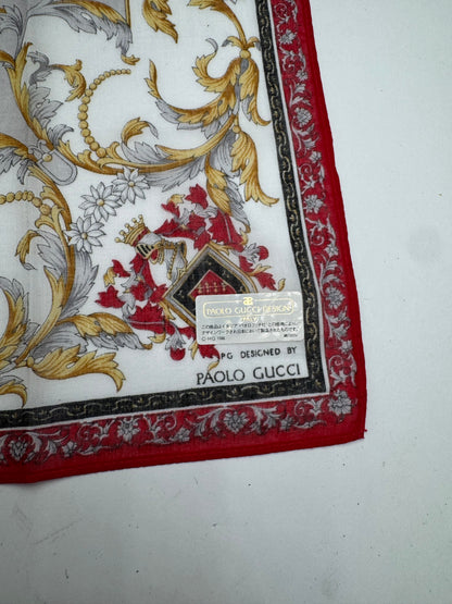 Vintage Gucci Scarf Red Gold Grey
