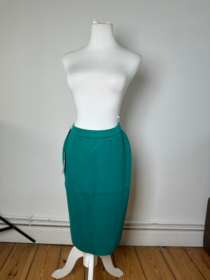 Vintage Yves Saint Laurent Wool Pencil Skirt Emerald Green New With Tags
