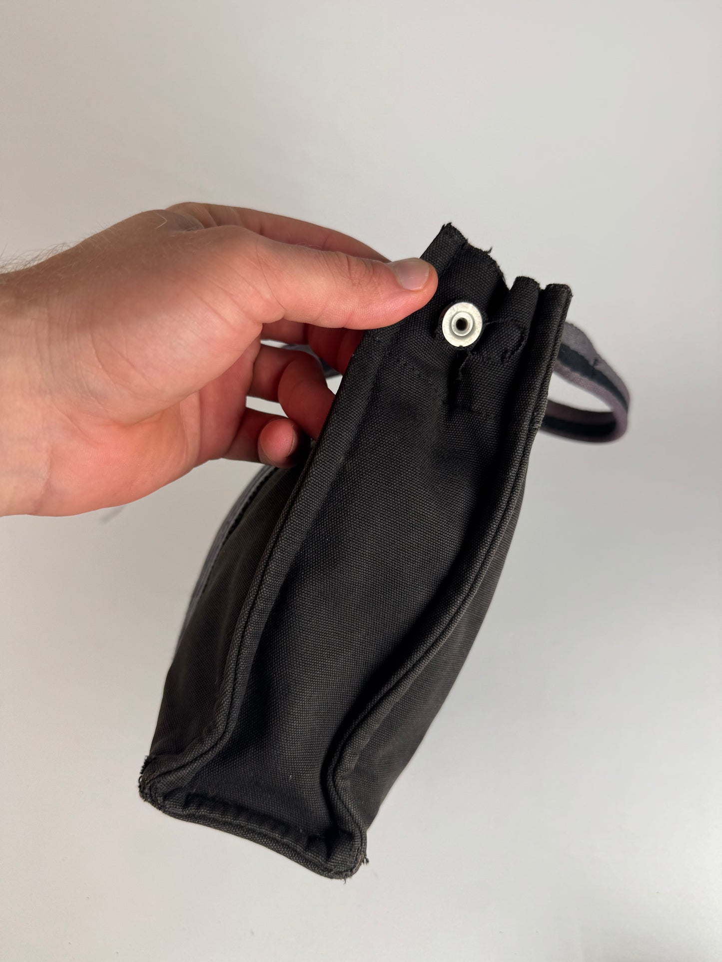 Vintage Hermes Canvas Mini Tote Bag Black