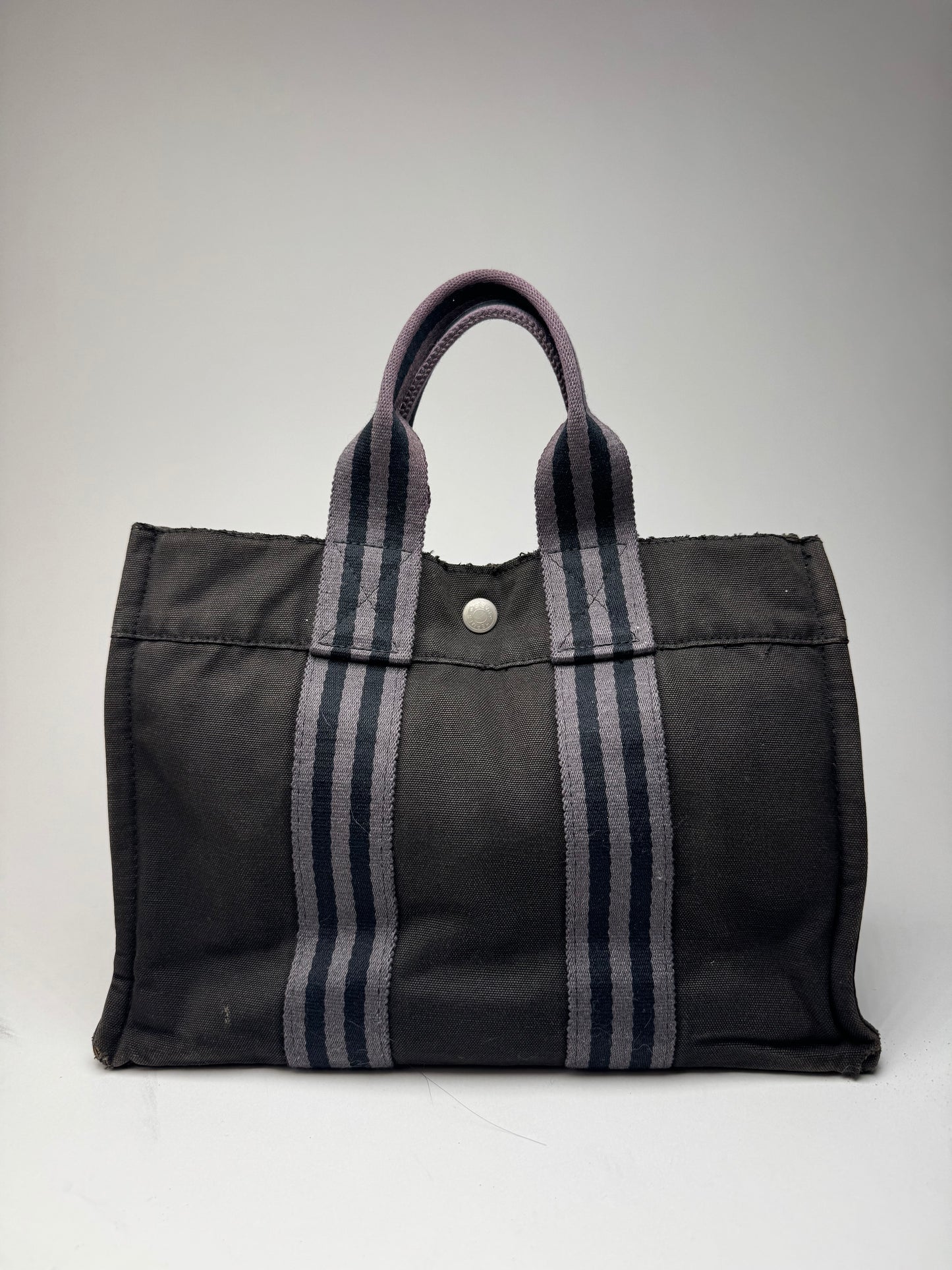 Vintage Hermes Canvas Mini Tote Bag Black