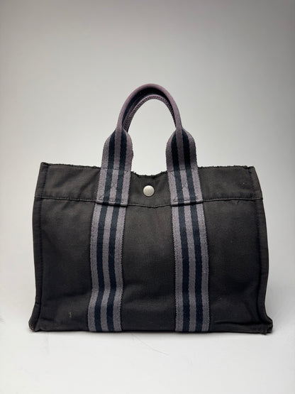 Vintage Hermes Canvas Mini Tote Bag Black