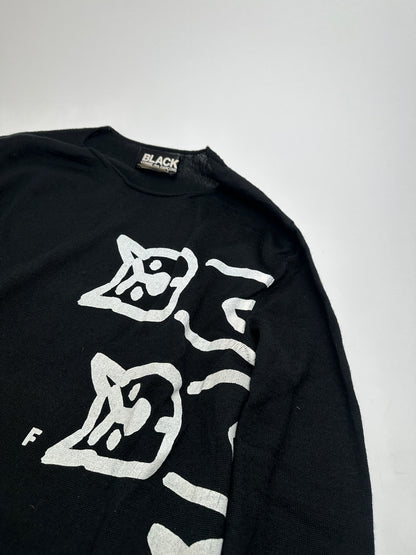 Vintage Comme Des Garçons Wool Crewneck Black white M