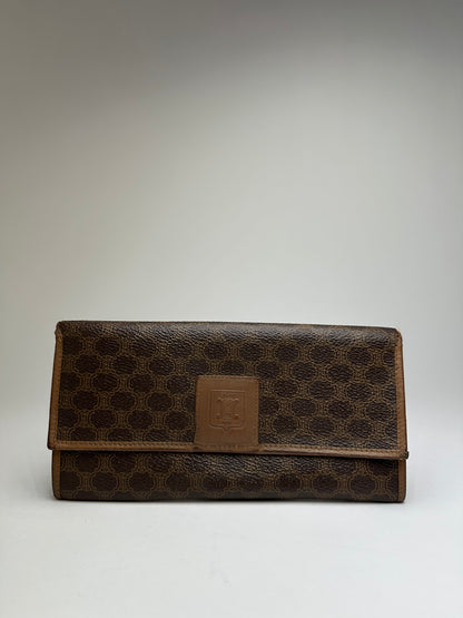 Vintage Celine Macadam Canvas Bifold Wallet Brown Gold