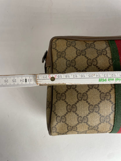 Vintage Gucci Leather Monogram Clutch Brown Grey