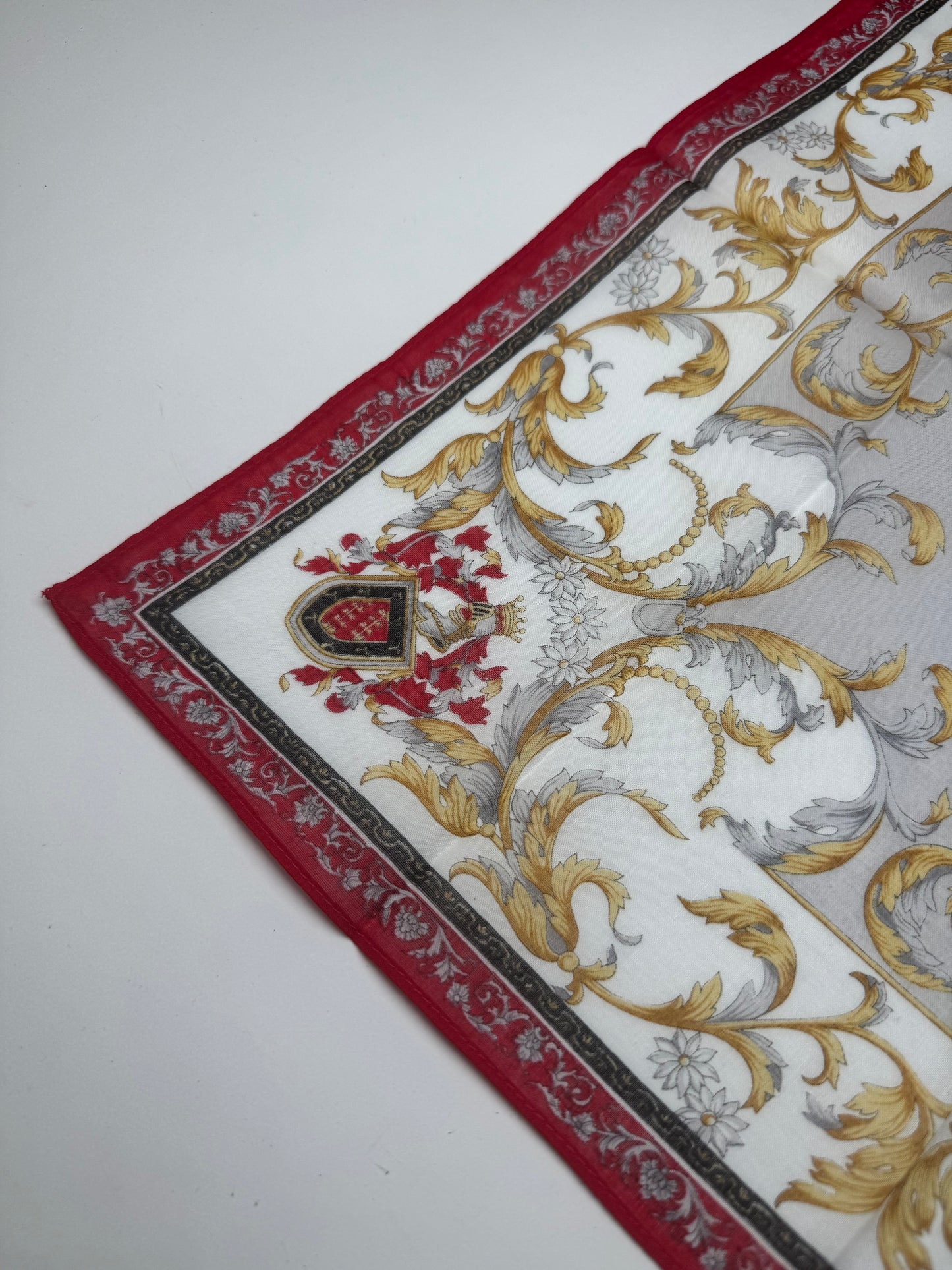 Vintage Gucci Scarf Red Gold Grey