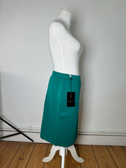 Vintage Yves Saint Laurent Wool Pencil Skirt Emerald Green New With Tags
