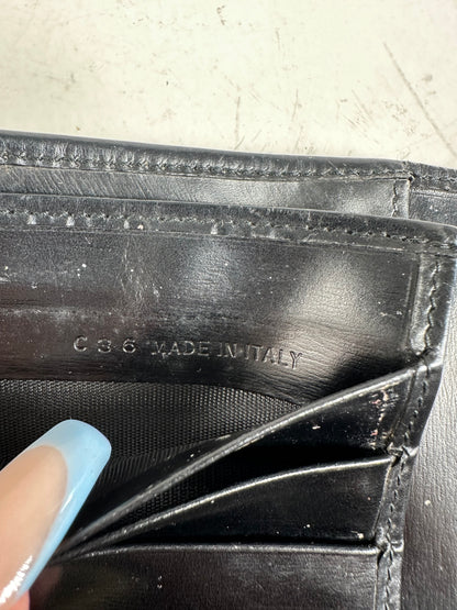 Vintage Cartier Leather Long Wallet Black Gold