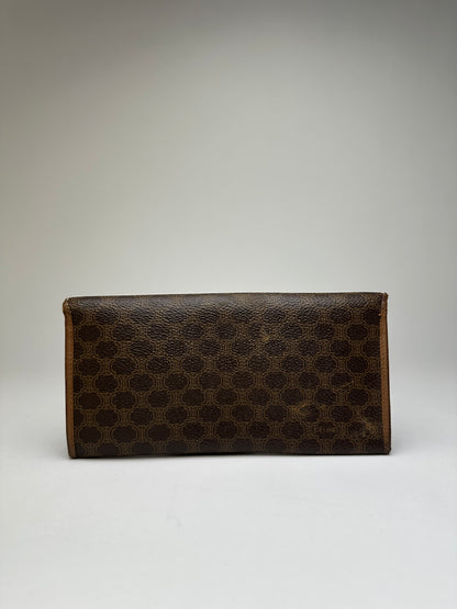Vintage Celine Macadam Canvas Bifold Wallet Brown Gold