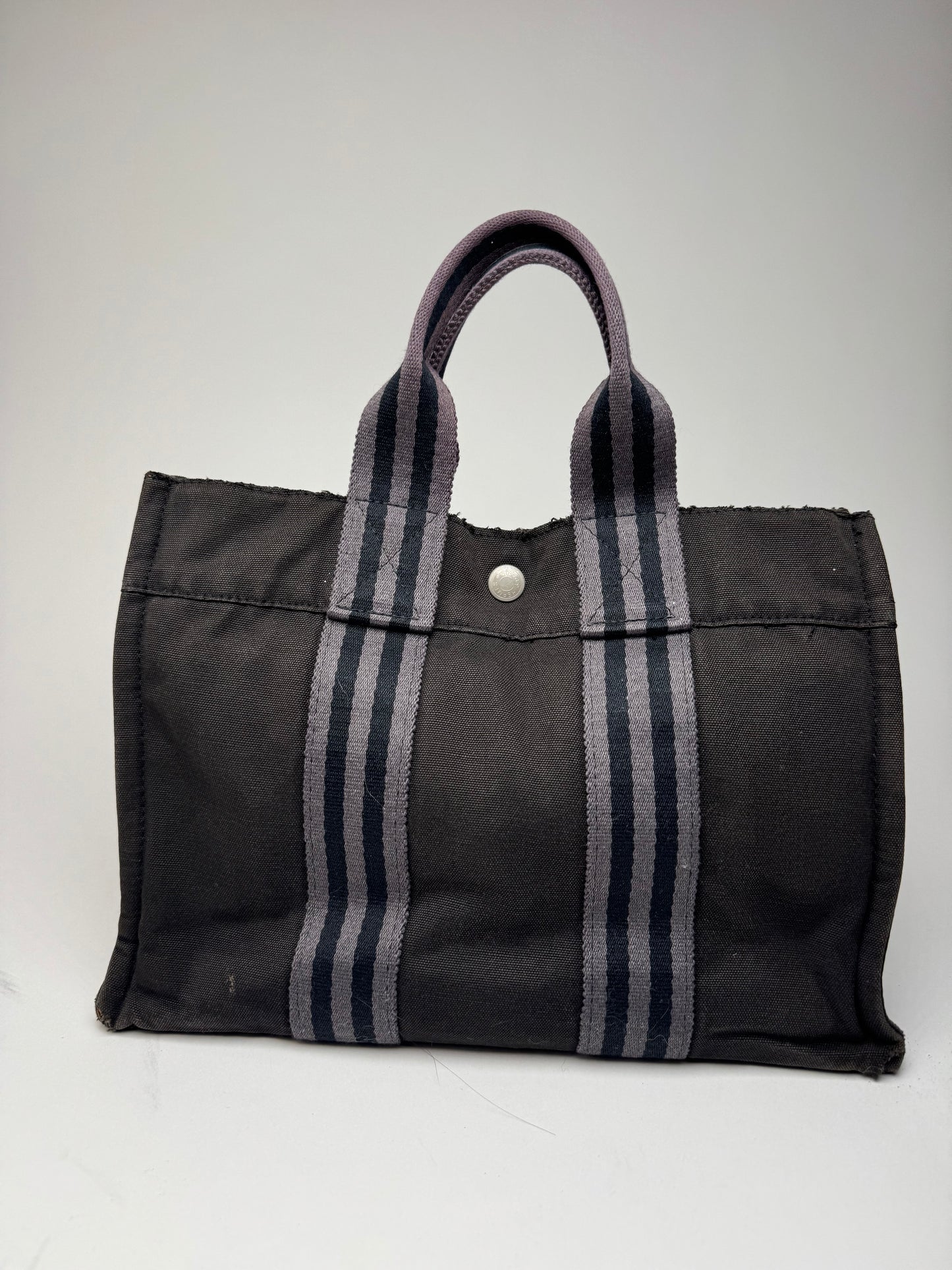 Vintage Hermes Canvas Mini Tote Bag Black