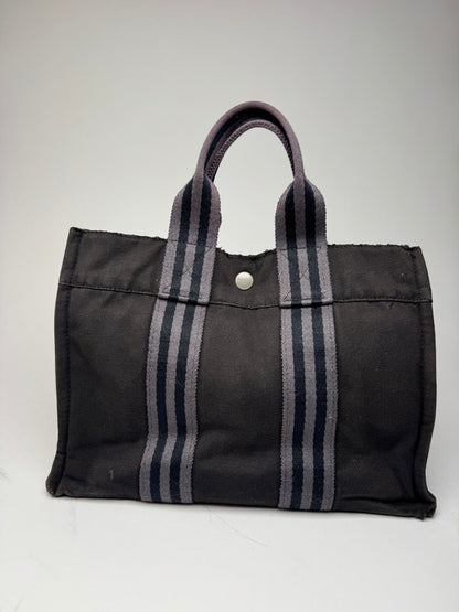 Vintage Hermes Canvas Mini Tote Bag Black