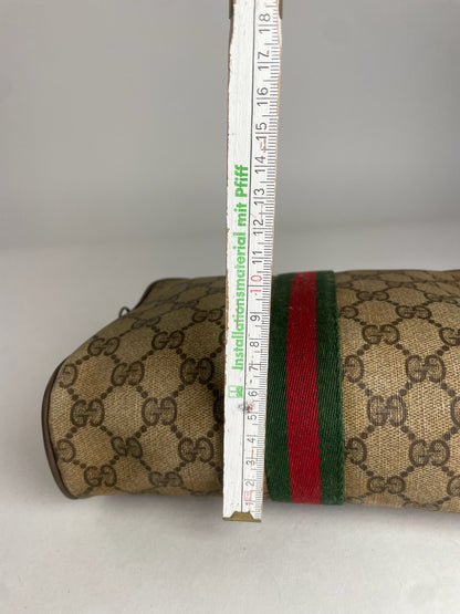 Vintage Gucci Leather Monogram Clutch Brown Grey