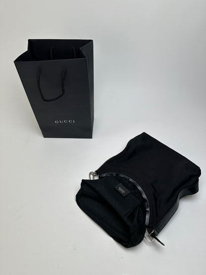 Vintage Gucci Nylon GG Canvas Hobo Shoulder Bag Black