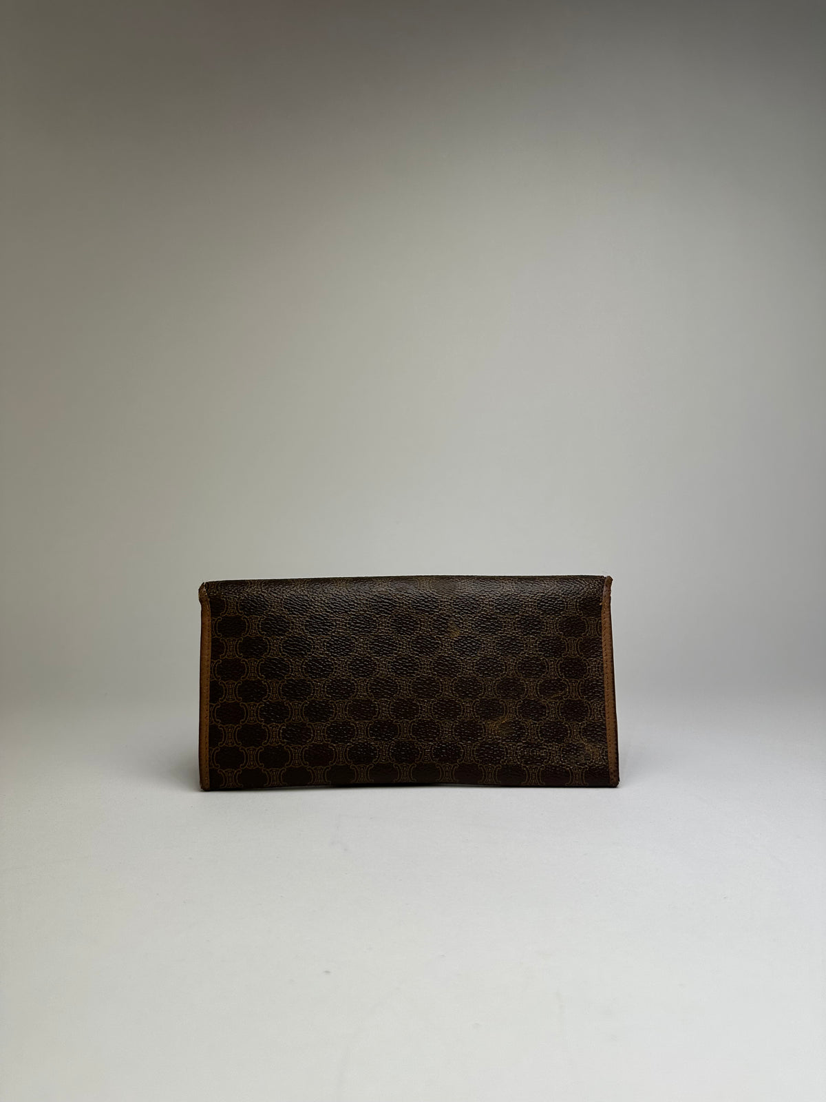 Vintage Celine Macadam Canvas Bifold Wallet Brown Gold