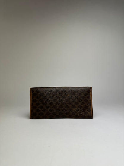 Vintage Celine Macadam Canvas Bifold Wallet Brown Gold