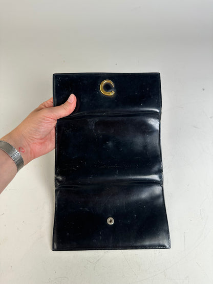 Vintage Cartier Leather Long Wallet Black Gold