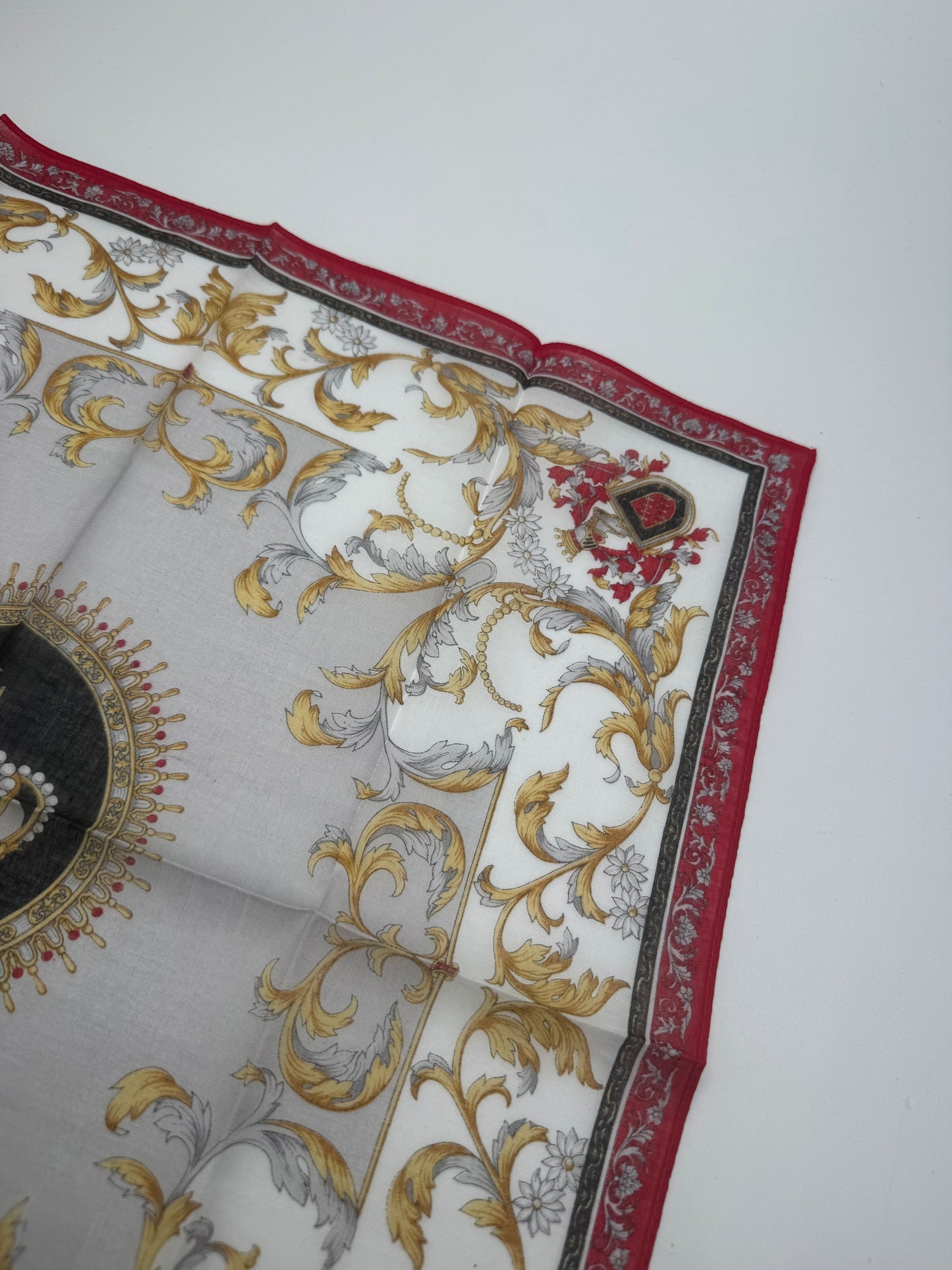 Vintage Gucci Scarf Red Gold Grey