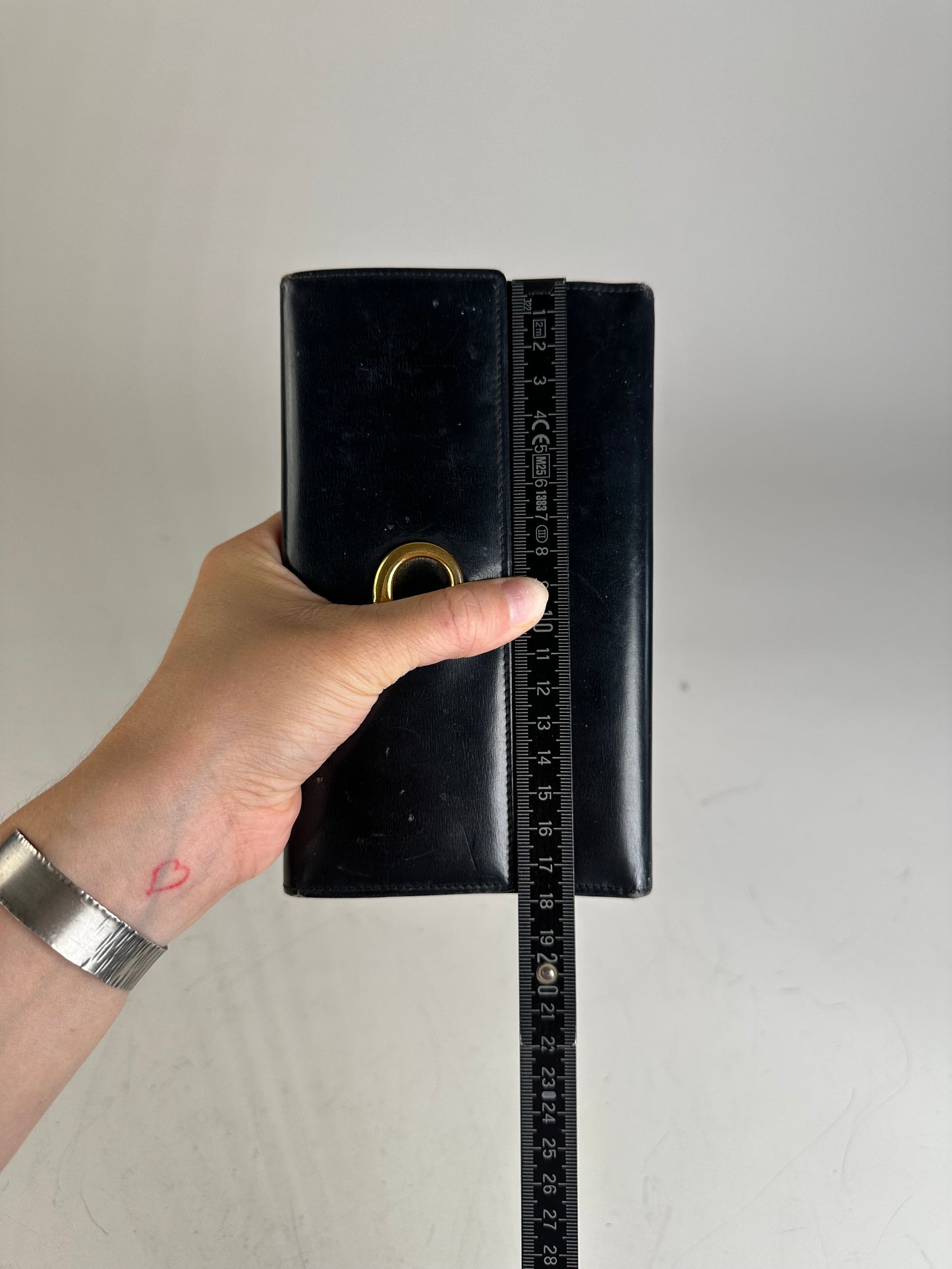 Vintage Cartier Leather Long Wallet Black Gold