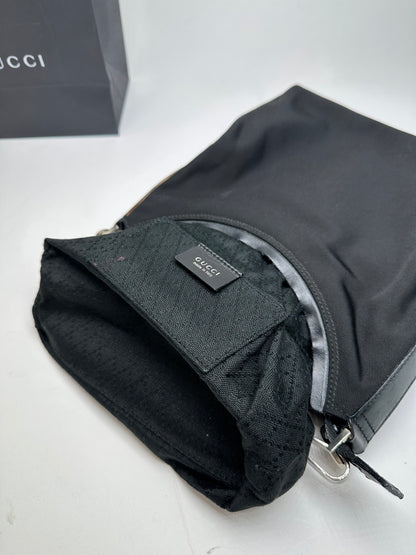 Vintage Gucci Nylon GG Canvas Hobo Shoulder Bag Black